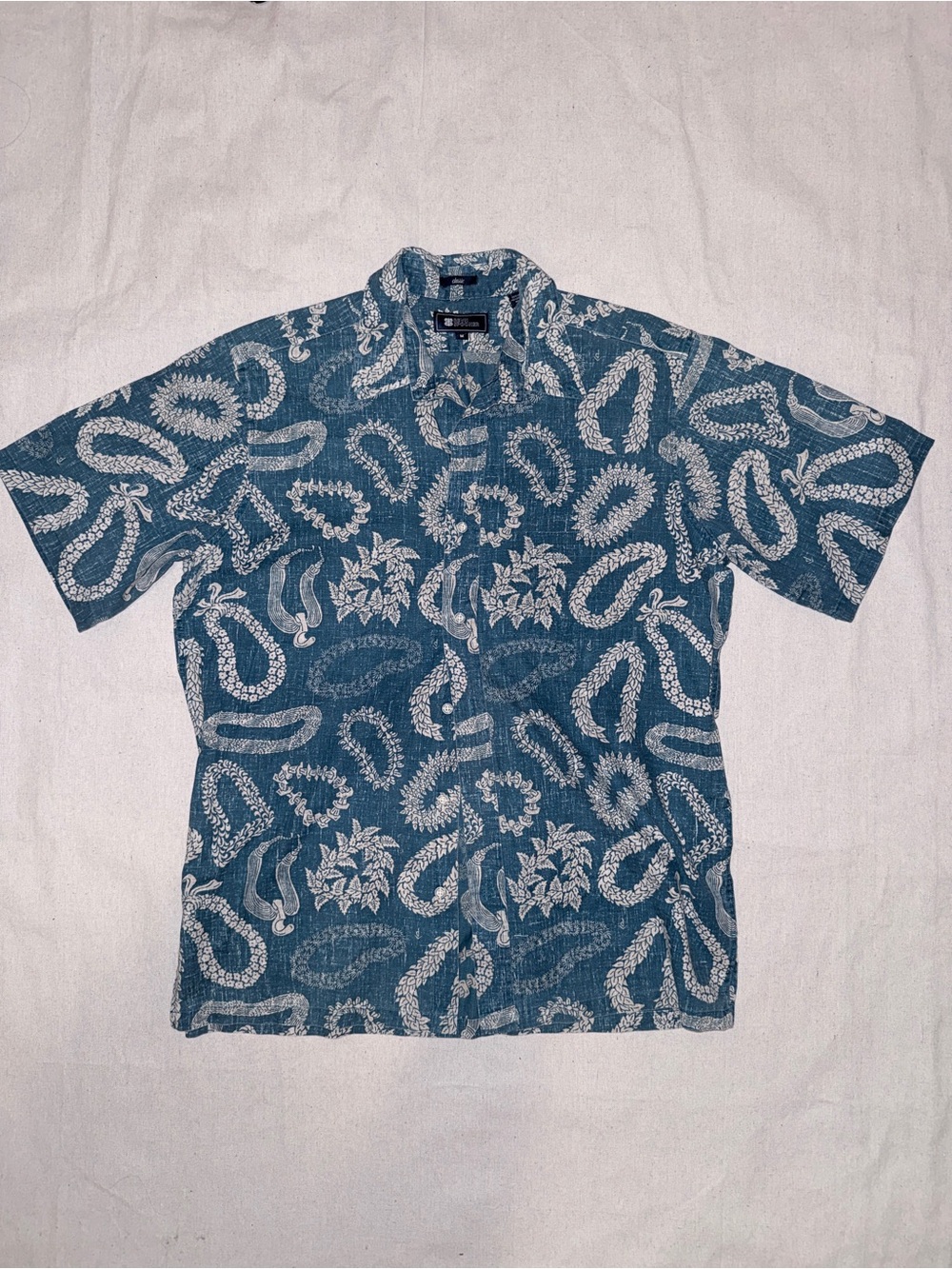Reyn Spooner Vintage Classic Blue Hawaiian Short-Sleeve Button Front Shirt